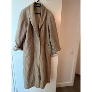 Tristan & Iseut Vintage Wool Blend Maxi Coat Camel Shawl Collar Large 28818